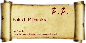 Paksi Piroska névjegykártya